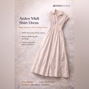 Marine Layer: Midi Dress in Rust and White